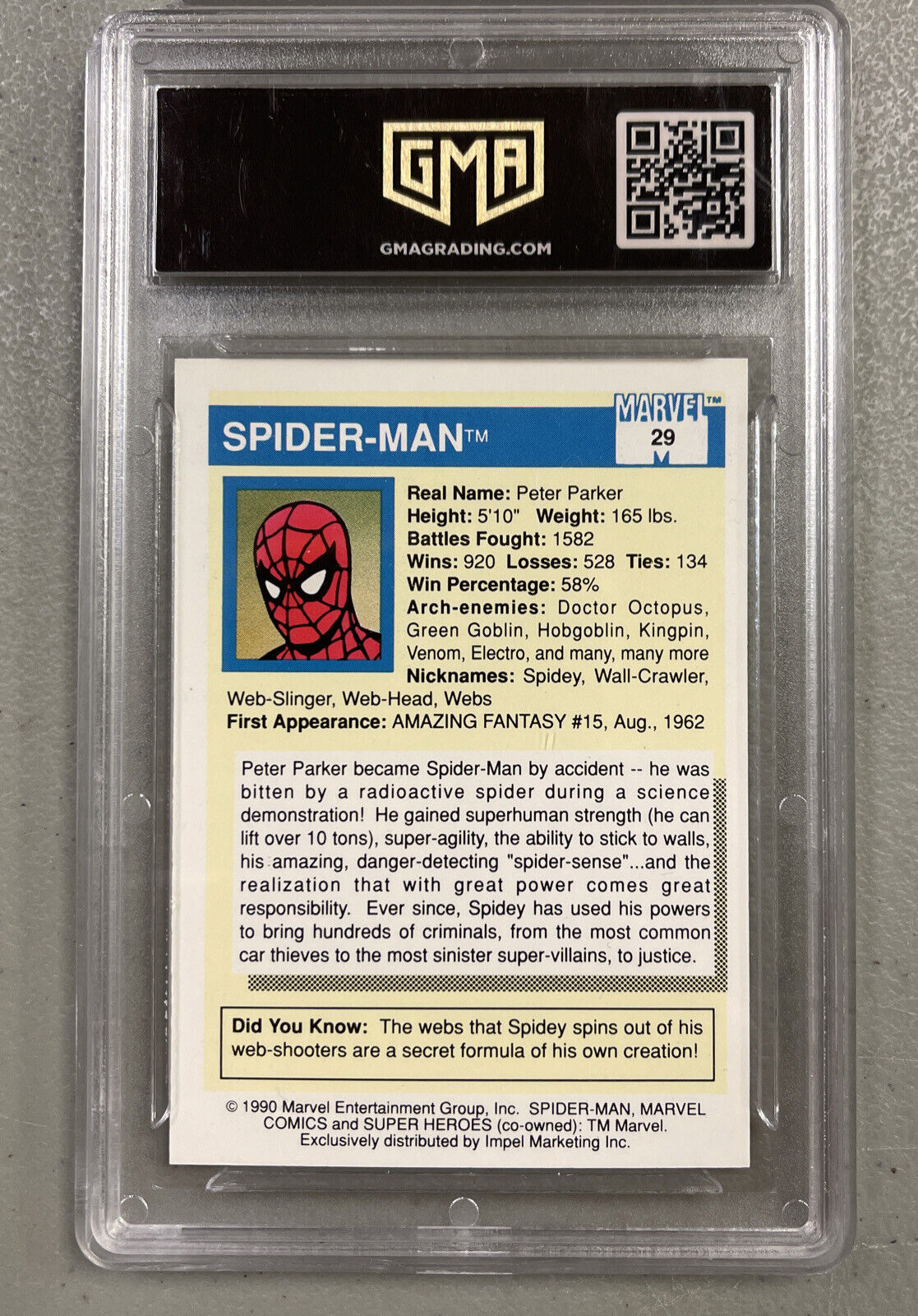 Marvel Super Heroes 1990 Spider-Man #29 GMA 8
