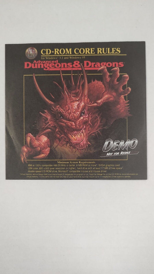 Advanced Dungeons And Dragons CD-ROM Core Rules Demo Sealed