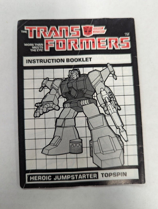 Transformers Topspin Instruction Booklet Only 1984