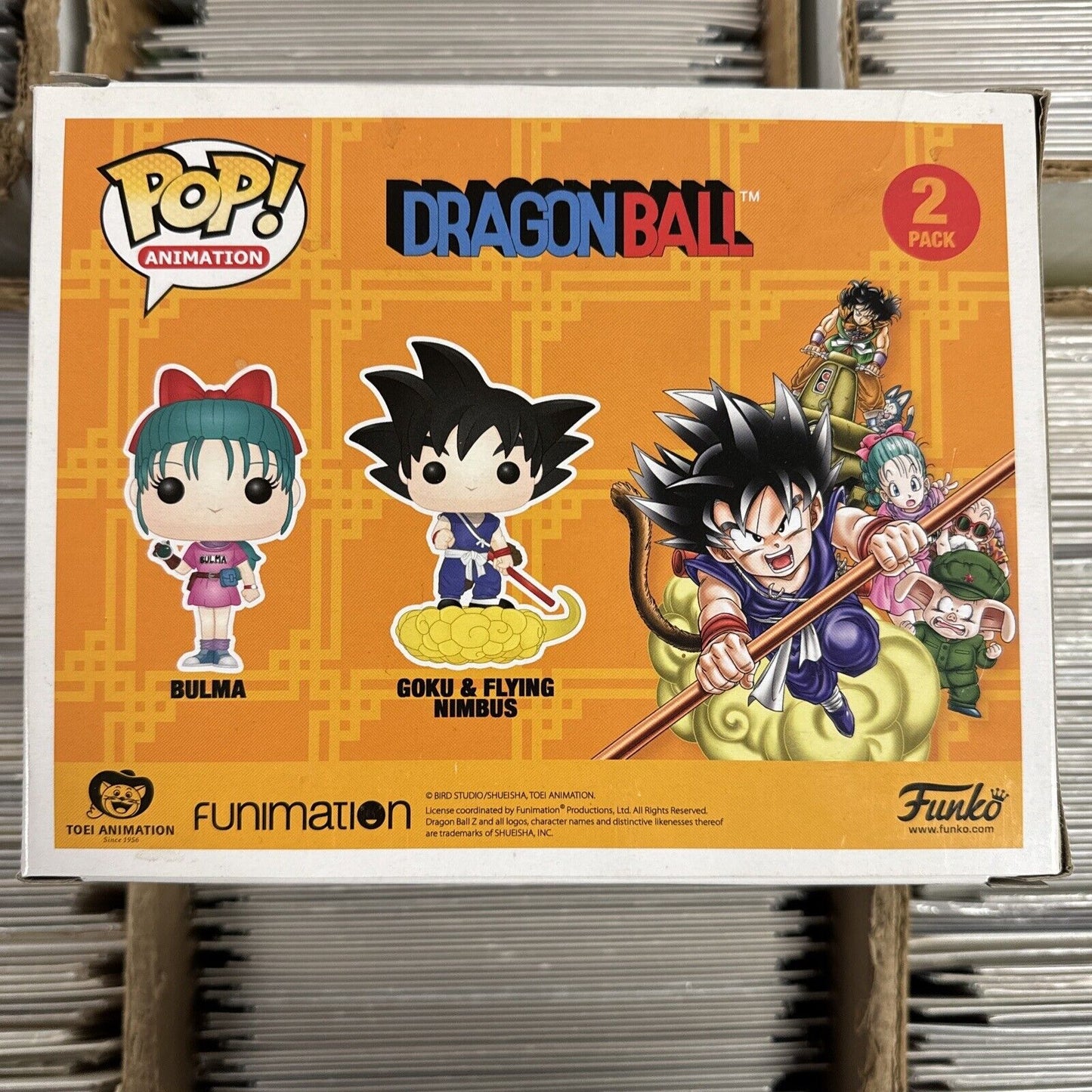 Funko Pop Bulma & Goku With Flying Nimbus 2 Pack BAM Exclusive Box Damage