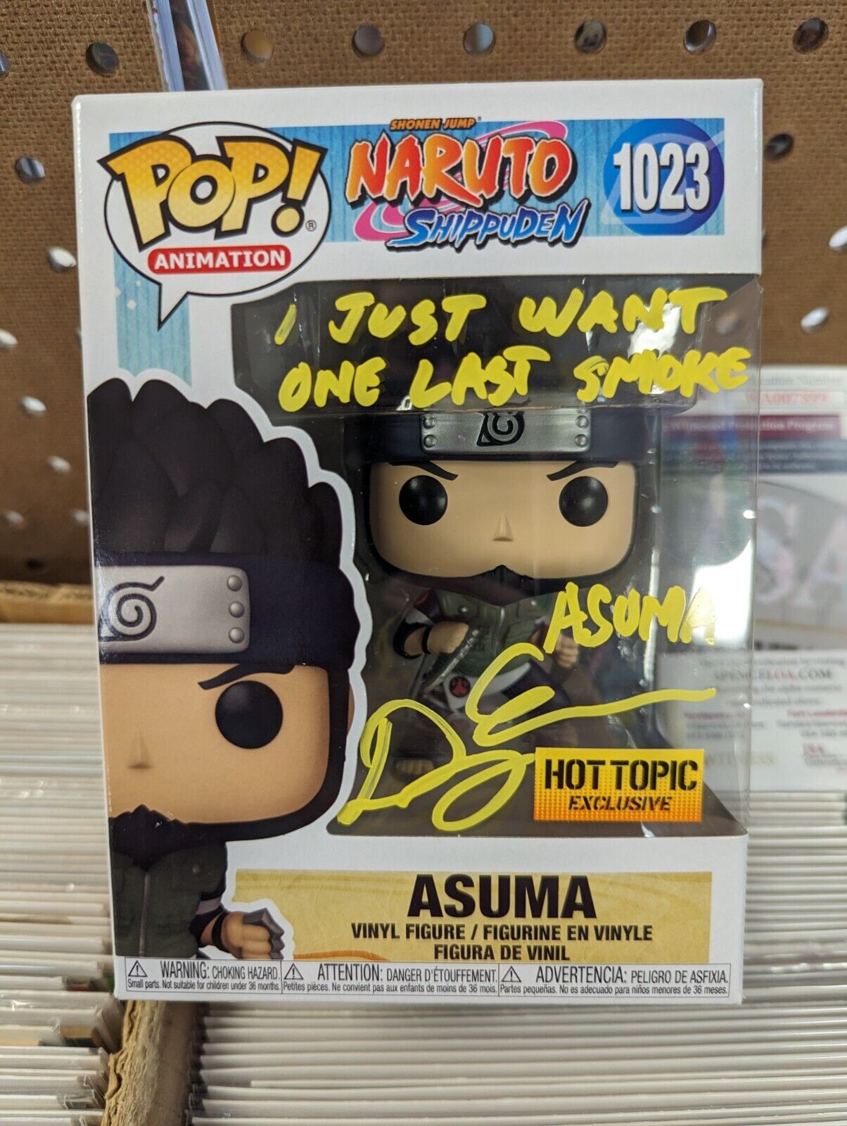 Funko Pop Asuma 1023 Hot Topic Naruto Shippuden Signed With JSA COA