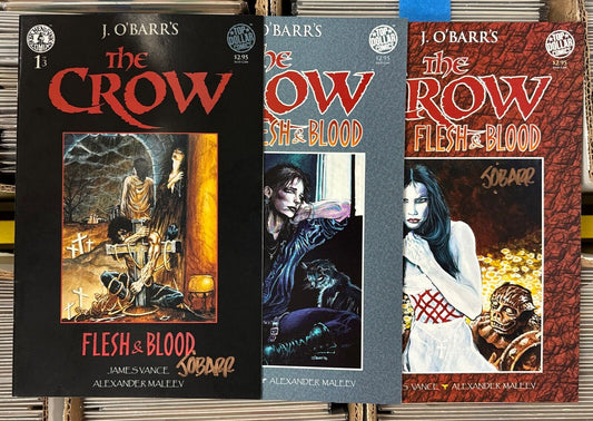 The Crow Flesh & Blood 1-3 Signed Set James O’Barr 1996 Kitchen Sink