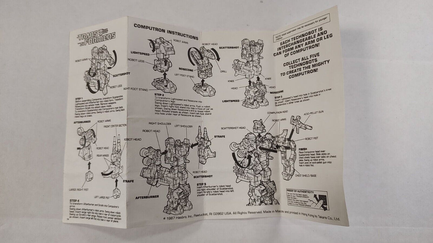 Transformers G1 Scattershot Computron Instructions