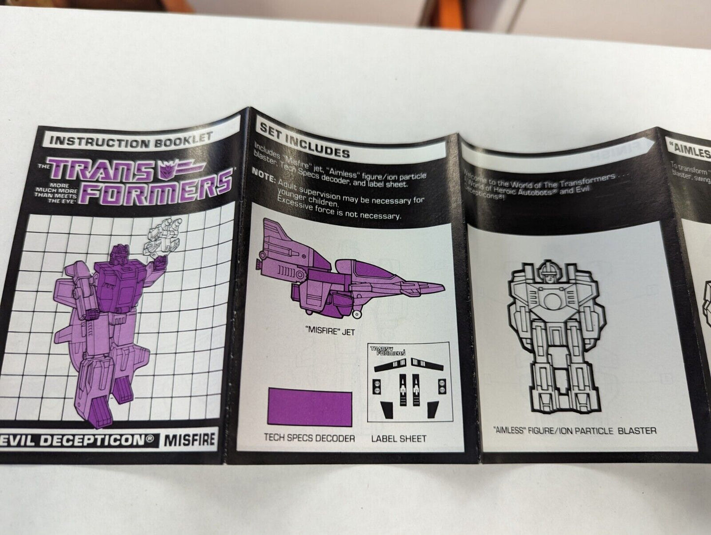 Transformers Misfire Instruction Booklet Only 1986