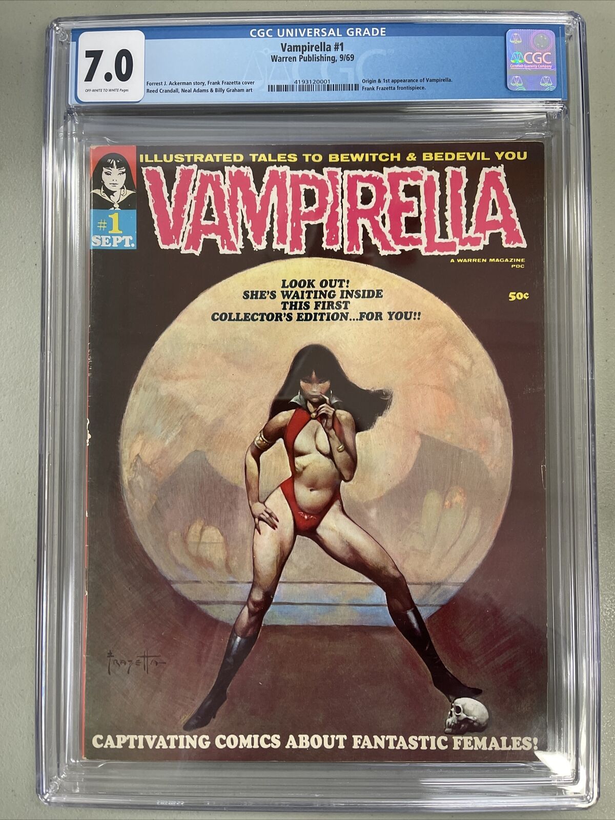Vampirella 1 CGC 7.0 Key Issue 1st Print 1969 Frank Frazetta Warren Publishing