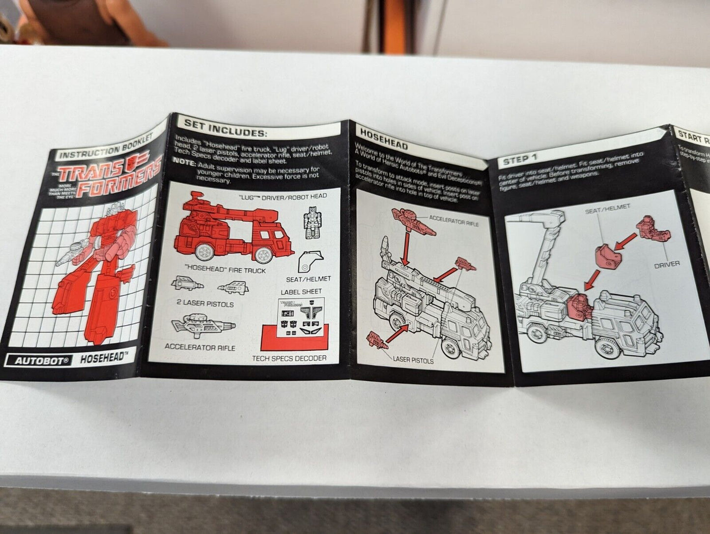 Transformers Hosehead Instruction Booklet Only 1987