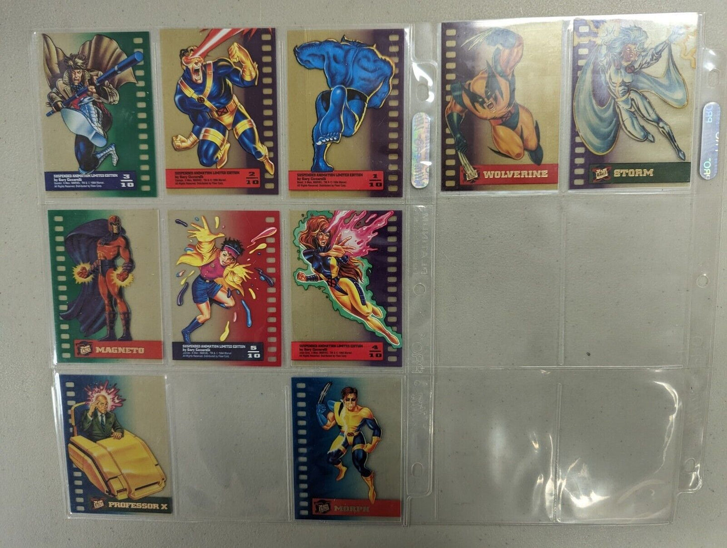1994 Marvel X-Men Suspended Animation Limited Edition 10/10 Complete Set Fleer